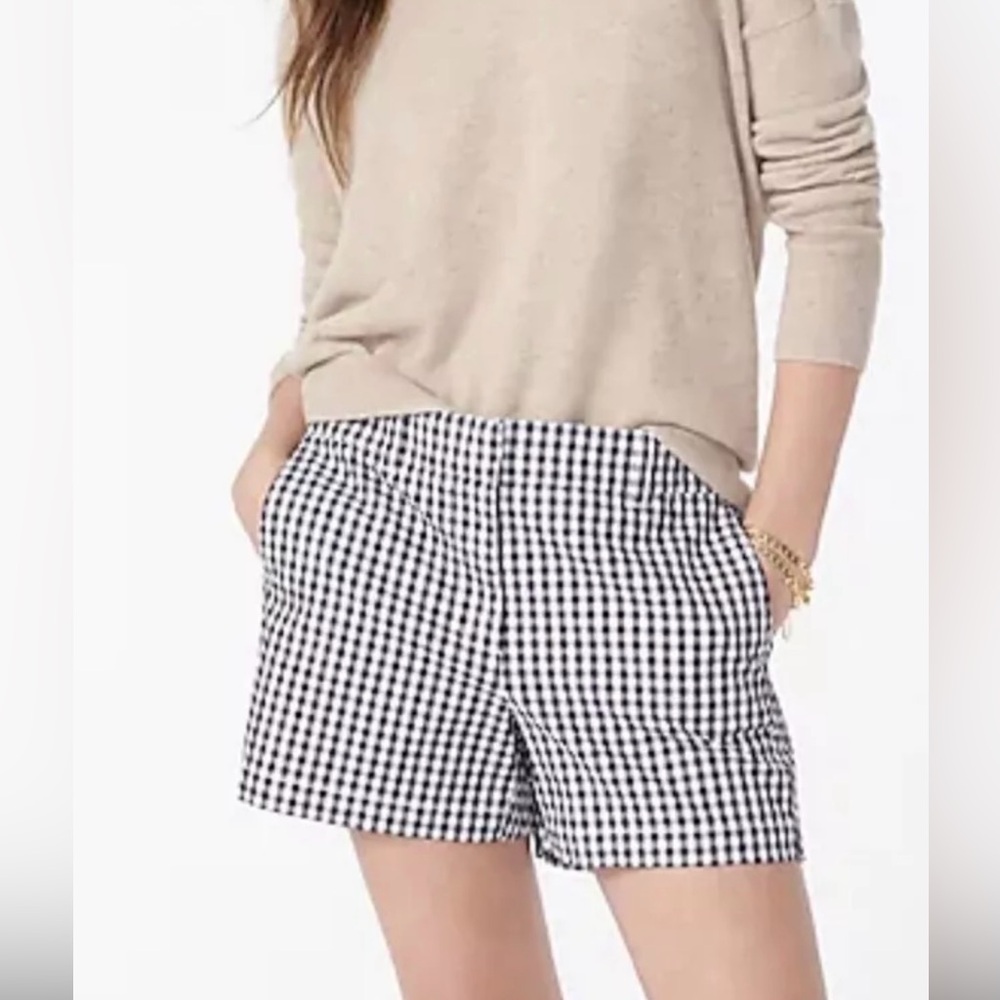NWT J.Crew 4" stretch chino short in yarn dyed gingham print size 6